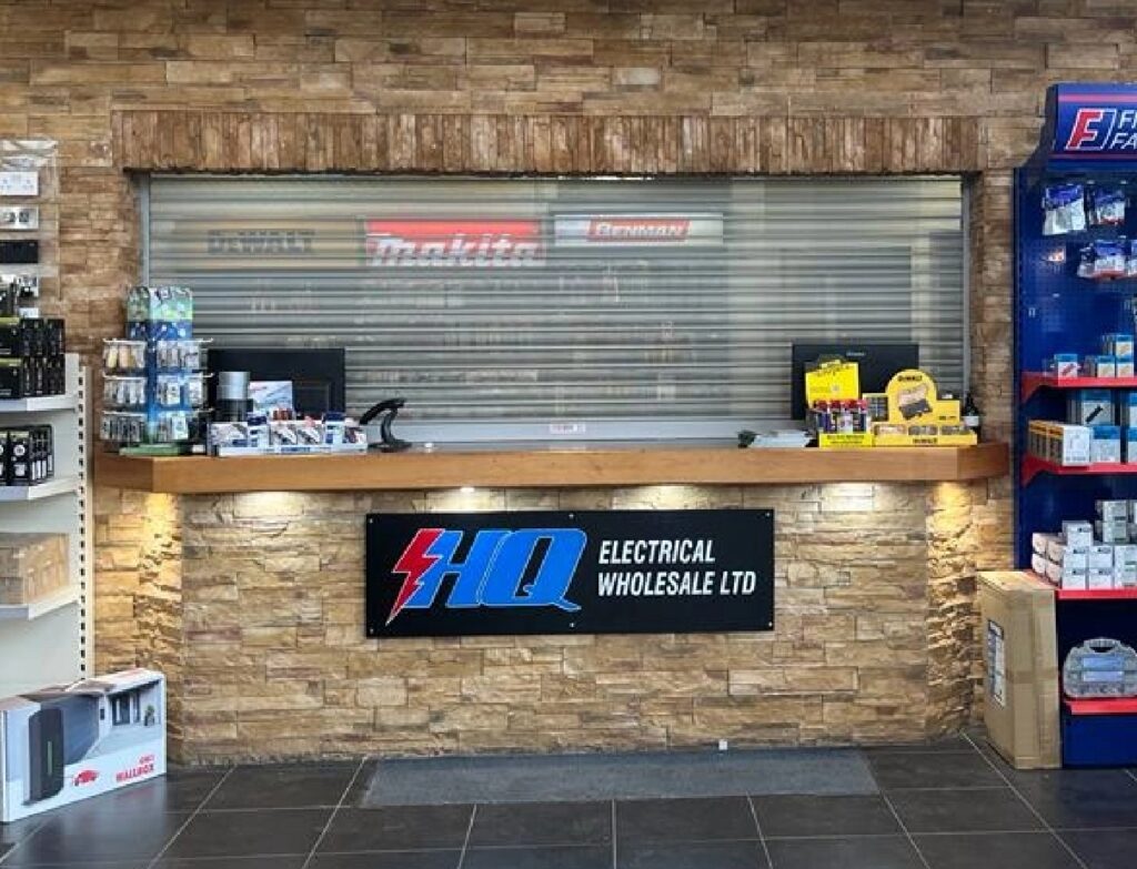 HQ Electrical Wholesale Main Store in Donnabate, Ireland. 2023 Front View of the HQ Electrical Store Screen